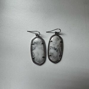 Kendra Scott White & Grey Marble Drop Earrings